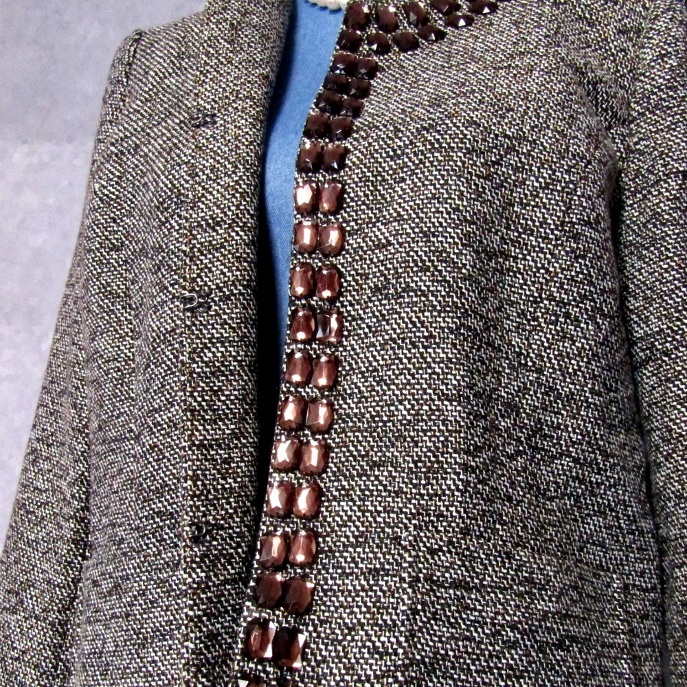 Dana Buchman Woven Jeweled Blazer Size 14 - Picture 3 of 7
